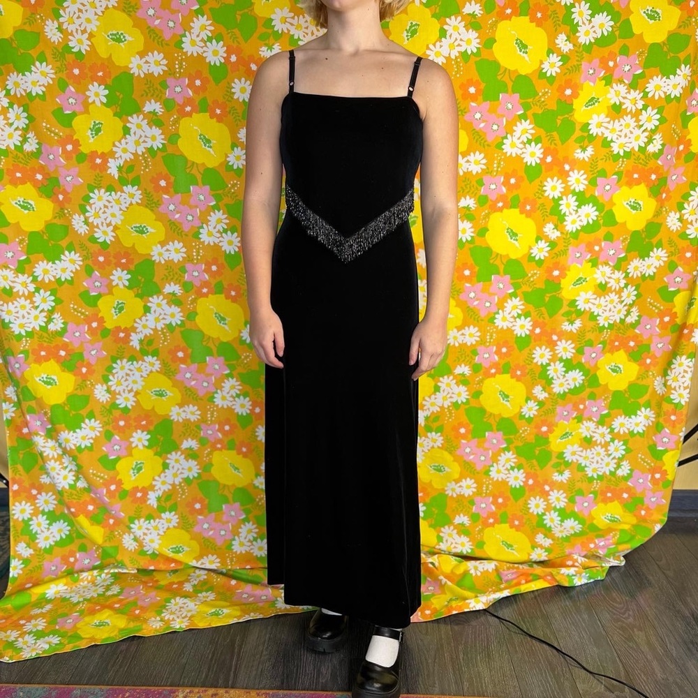 Stretch velvet midi dress size 6 petite black